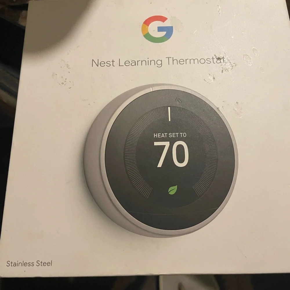 Google Nest Thermostat - Sleek Stainless Finish